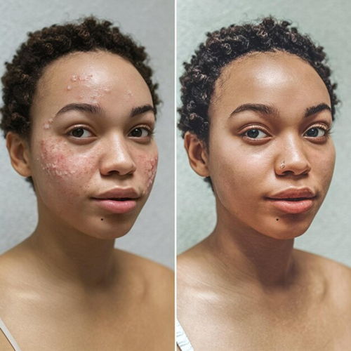 Antes e depois — Acne + Oleosidade