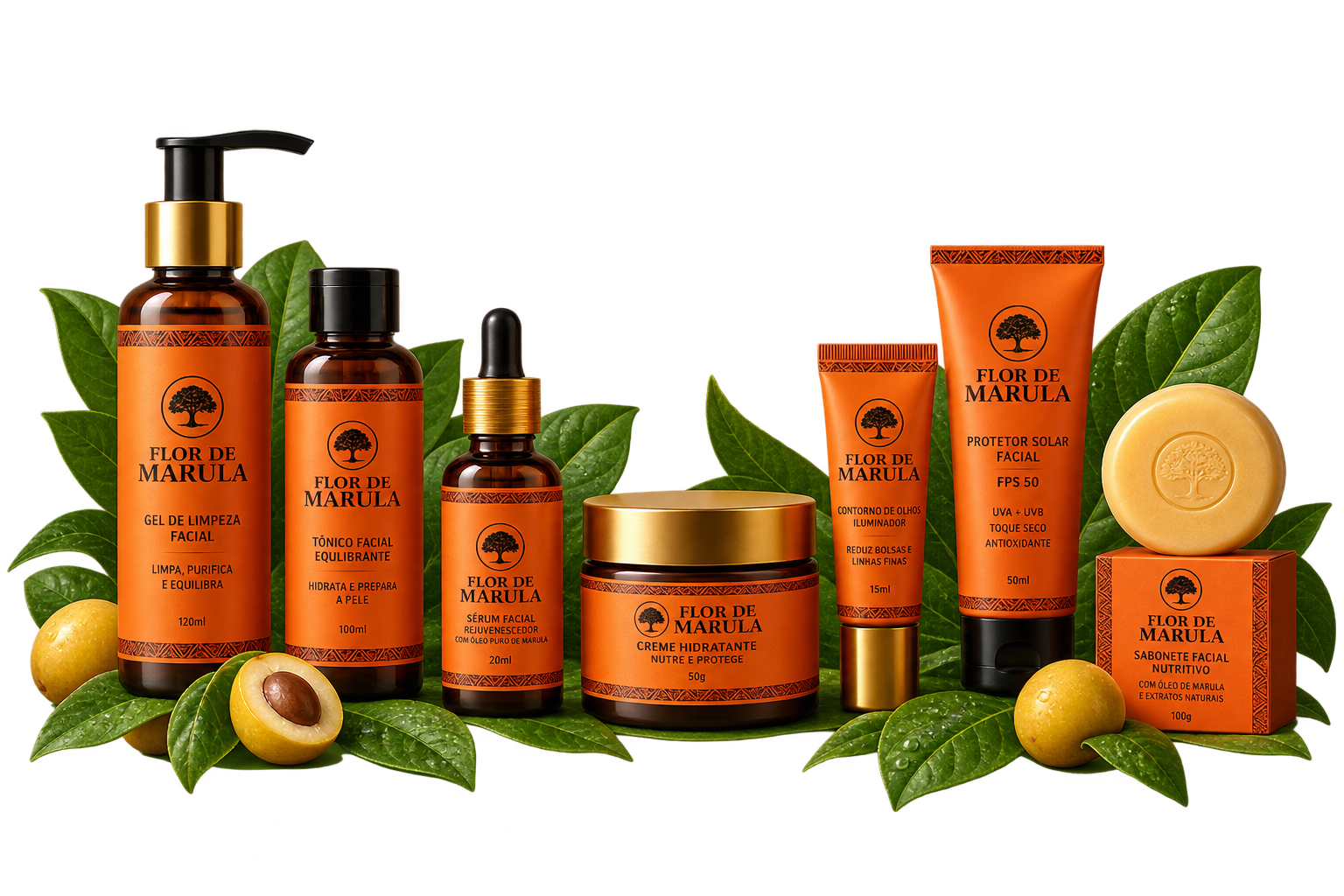 Modelo usando cosméticos Flor de Marula